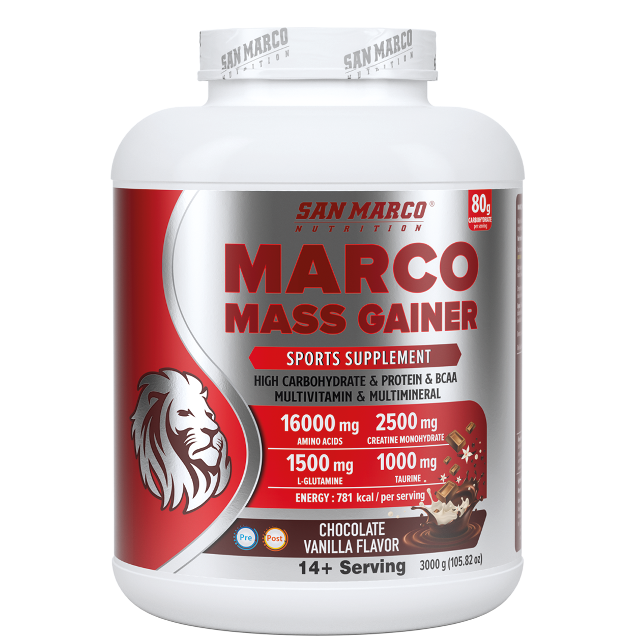 Sanmarco Marco Mass Gainer Çikolata Aromalı 3000 Gr