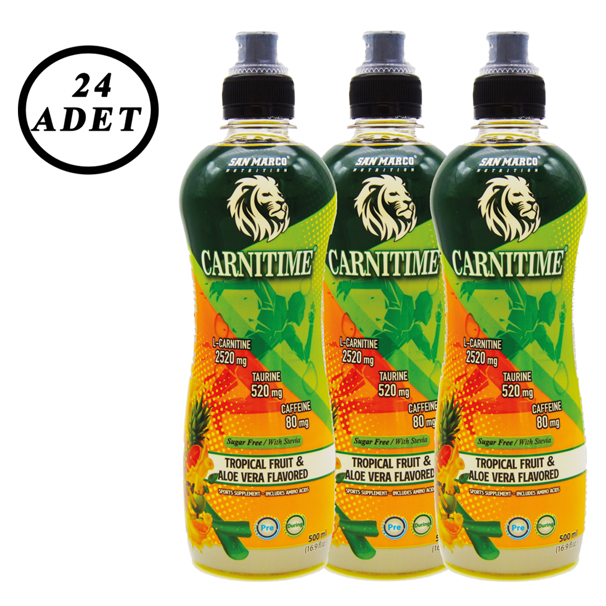 Carnitime Tropikal Meyve&Aloe Vera Aromalı 500 ml 24 Adet