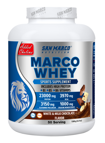 Sanmarco Marco Whey Protein Tozu Beyaz ve Sütlü Çikolata Aromalı 1500 Gr